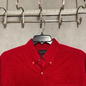 Saddlebred Shirt Men's XL Red Blaire Pinwale Corduroy Velvet Button Up Academia